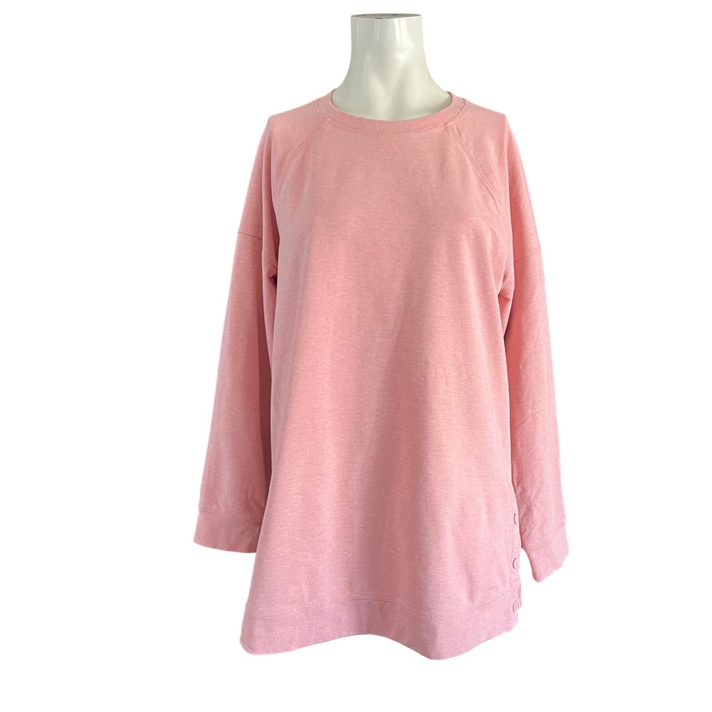 J. Jill Fit Rose Pink Tunic Sweatshirt Long Sleeve Side Snaps Size S